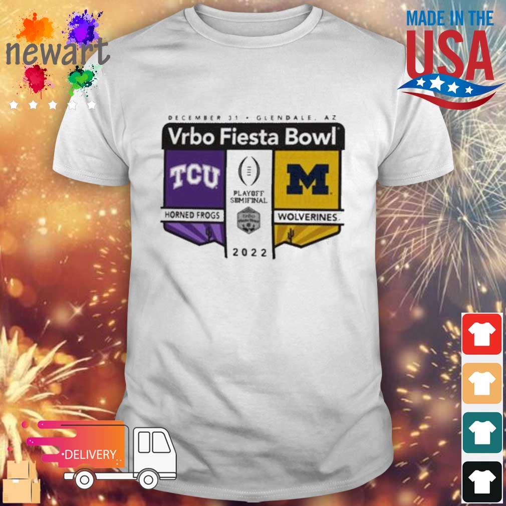 2022 Vrbo Fiesta Bowl Cfp Playoff Semifinal Tcu Horned Frogs Vs Michigan Wolverines Logo Shirt