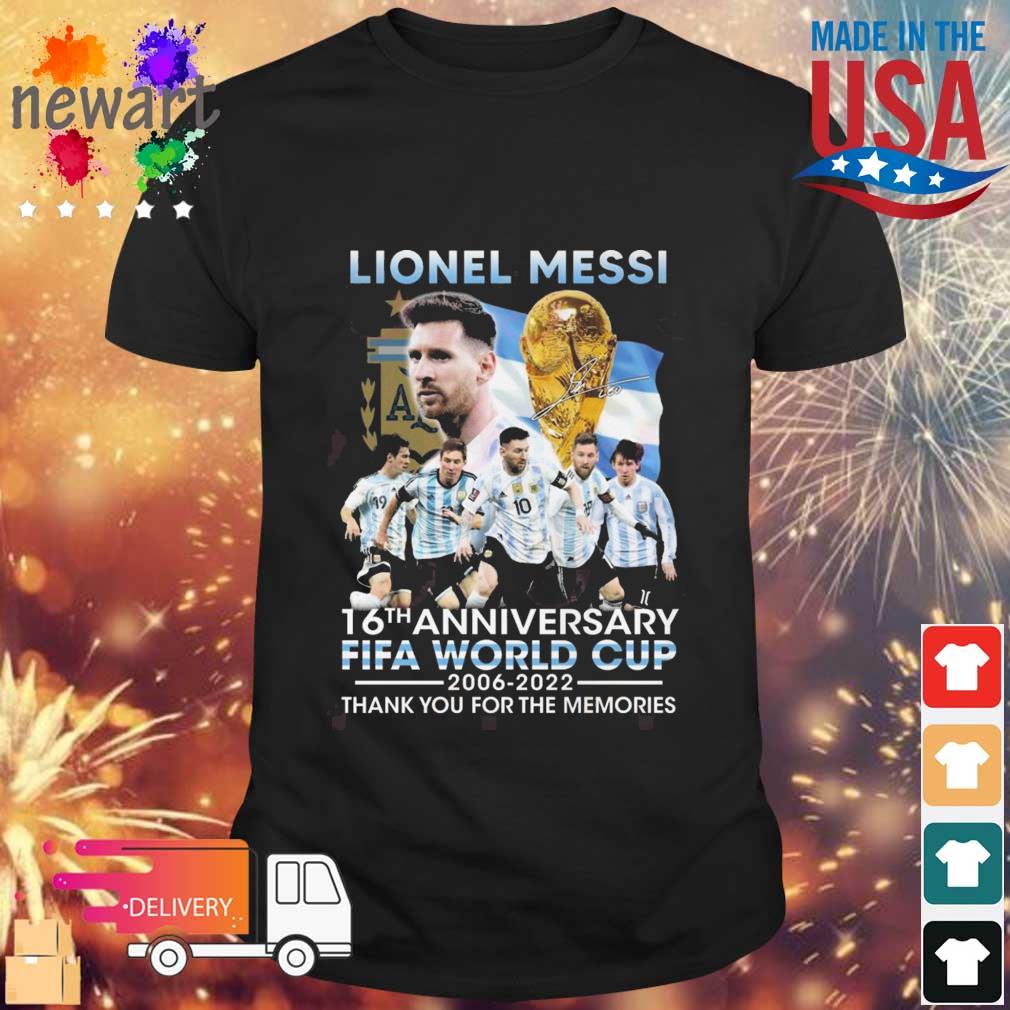 Lionel Messi 16th Anniversary Fifa World Cup 2006-2022 Thank You For The Memories Signature shirt