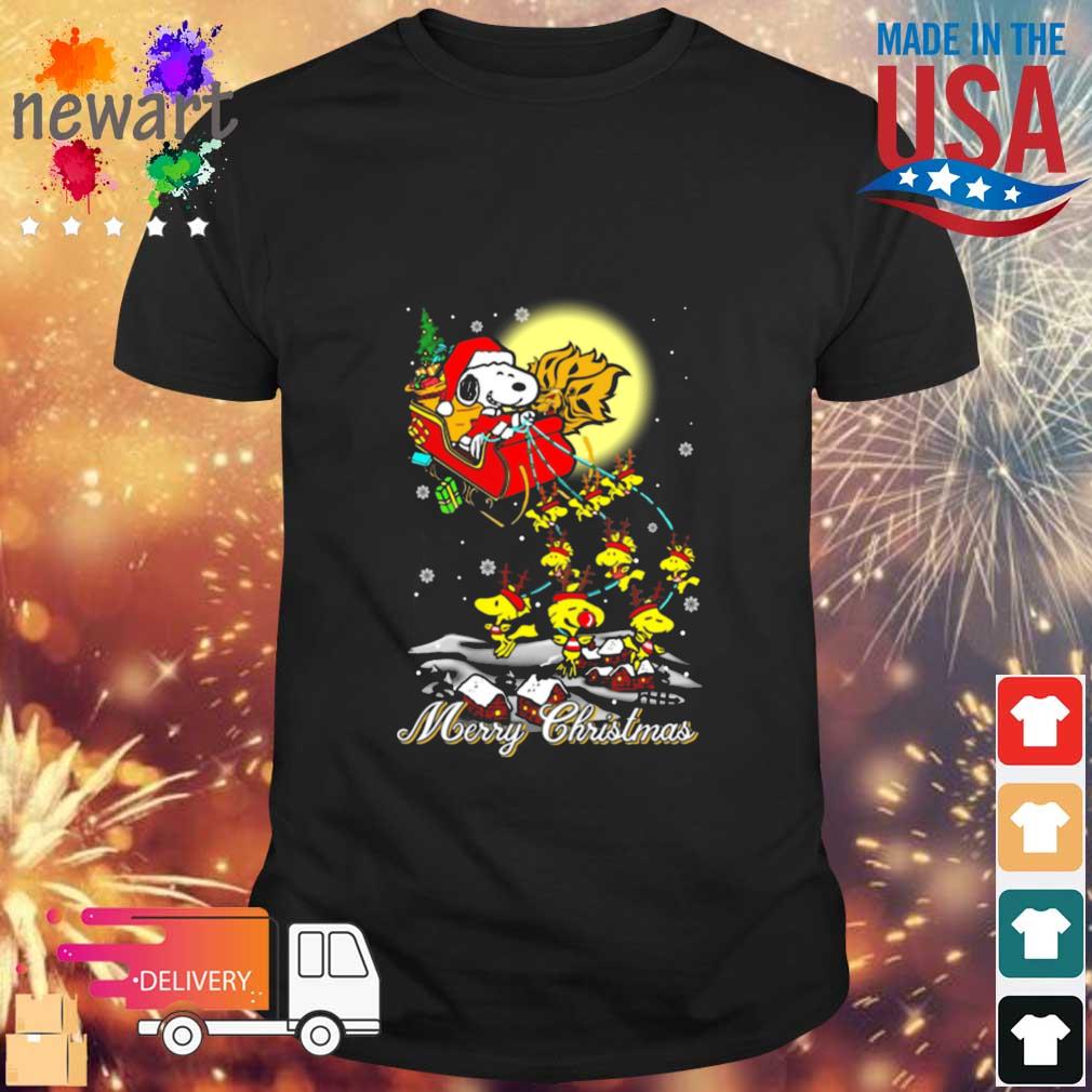 Santa Snoopy And Reindeer Woodstock Arkansas-Pine Bluff Golden Lions Merry Christmas sweater