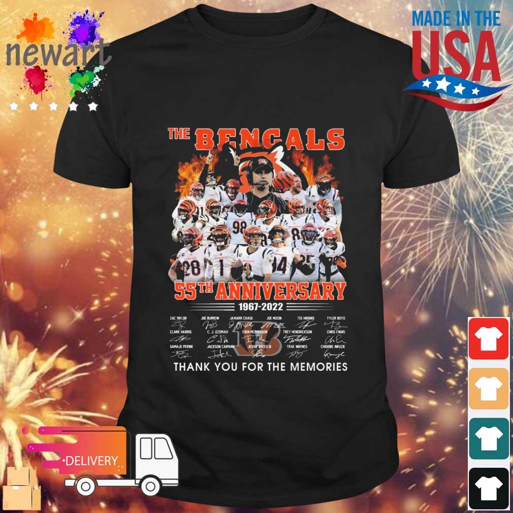 The Bengals 55th Anniversary 1967-2022 Thank You For The Memories Signatures shirt