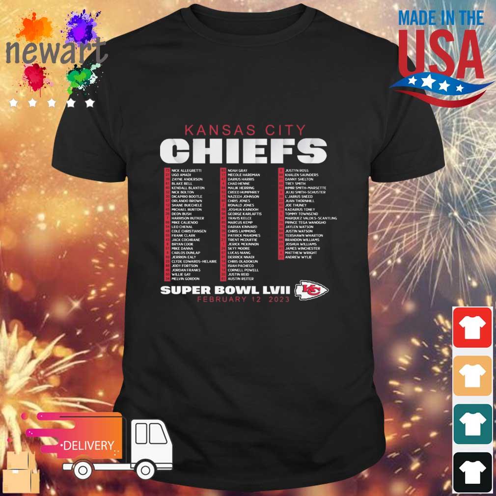 Kansas City Chiefs Roster Super Bowl LVII 2023 shirt