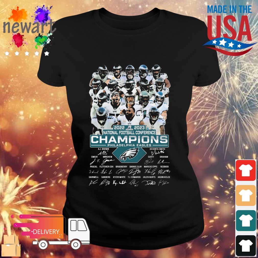 Official 2022-2023 National Football Conference Champions Philadelphia  Eagles team signatures shirt